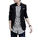 VOBAGA Men's Slim Fit Casual One Button Suit Blazers Black 6XL