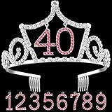 BABEYOND Crystal Rhinestone Birthday Tiara Headband Happy Birthday Crown with Replaceable Age Numbers (Crown with replaceable numbers 0-9)