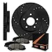 Max Brakes E-Coated Slotted+Drilled Rotors w/Ceramic Pads Front Elite Brake Kit KT011581 [Fits 2001 - 2006 Escape | Tribute]