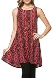 2LUV Women's Sleeveless Mix Print Hi Low Tunic Top