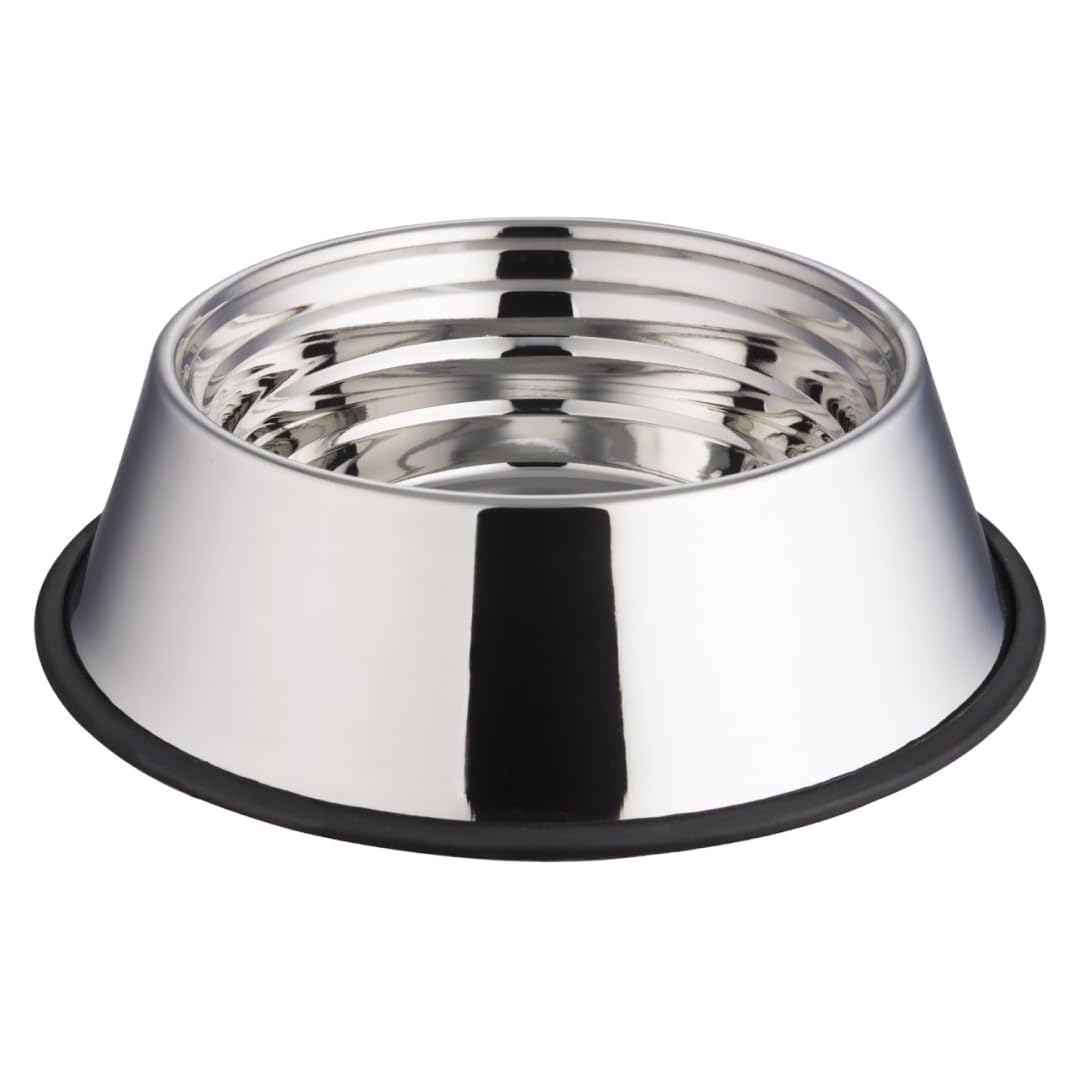 Indipets Stainless Steel Capacity Measurement Dog Bowl - Large 64oz - Volume Marking, No-Tip, Anti-Skid Dish