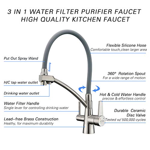 3 Way Pull Down Kitchen Faucet With Lead Free Water Filter