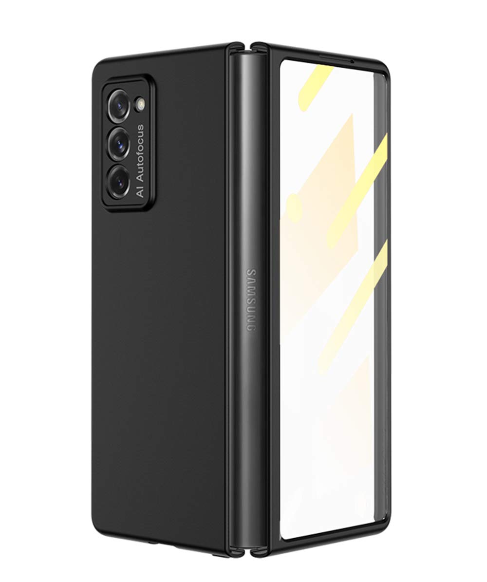 FTRONGRT Case for Samsung Galaxy Z Fold 2 5G, Rigid all-inclusive shell + Screen tempered glass film combination design, Anti-drop Cover for Samsung Galaxy Z Fold 2 5G.(Black)