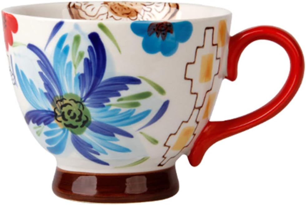 TEADAW Flower Sprite Hand Made Coffee Ceramic Mug (Red)