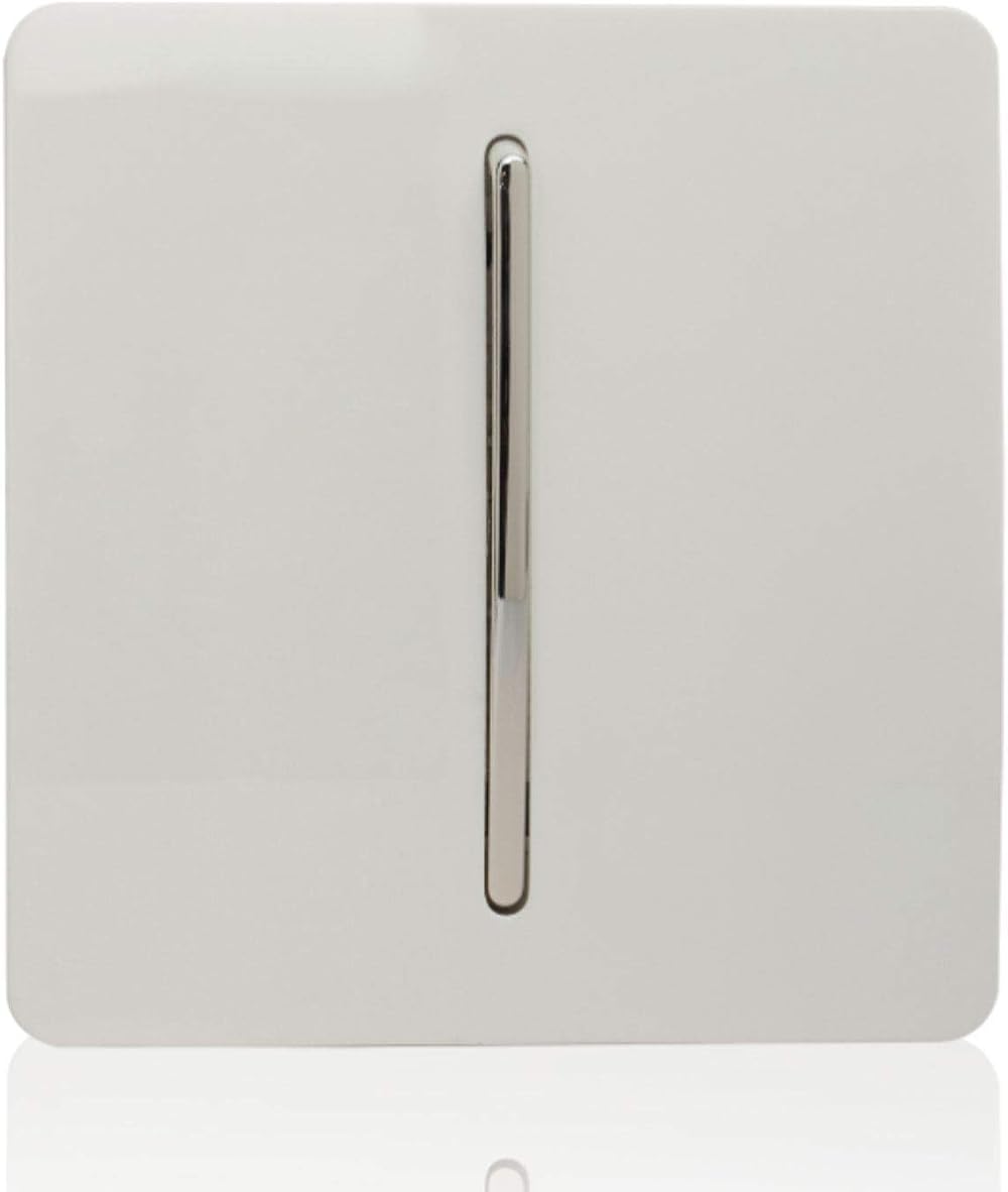 Trendi Switch 1 Gang 2 Way Light Switch Ice White Screwless Modern Chrome