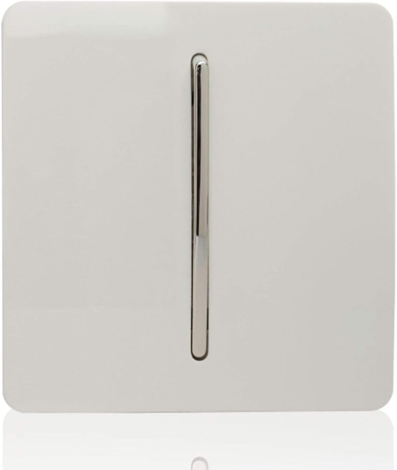 Trendi Switch 1 Gang 2 Way Light Switch Ice White Screwless Modern Chrome