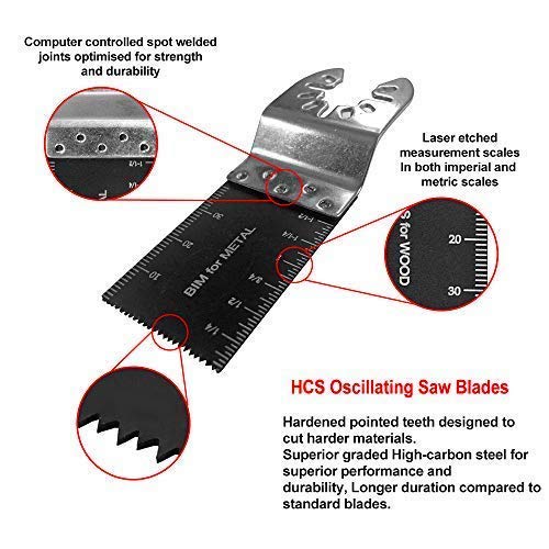 25PC Oscillating Saw Multi Tool Quick Blades Fit Universal Replace Dewalt 20V XR Milwaukee m12 Makita XMT03Z Genesis GMT15A Rockwell RK5132K RK5151K Porter Cable PCC710B PCE606K Ferm Galsx PRO Tools - Thumbnail 4