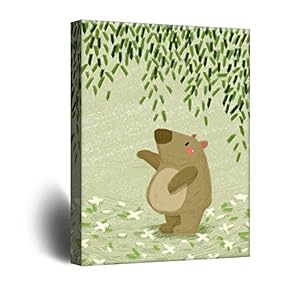 Cute Cartoon Animals Canvas Wall Art - A Tapir Under Green Leaves - Giclee Print Gallery Wrap Kid