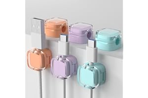 6 Pack Cord Organizer Holder, Magnetic Easy Open & Compact Square Design, Adhesive Cable Management for Office Desk Accessori