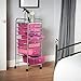 VonHaus 8 Drawer Pink Rolling Cart Organizer Utility Cart for Home, Office and Beauty Storage