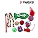 SCIROKKO Christmas Cat Toys Stocking Set for Cats, includes Jingle Toy,Mice Ball,Catnip Fish,Feather Ball,Mylar Crinkle Ball,Cat Teaser Wand & More Cute Kitty Toys