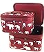 Elephant Print 2 Piece Train Case Cosmetic Set Travel Toiletry Luggage (Burgundy Red)