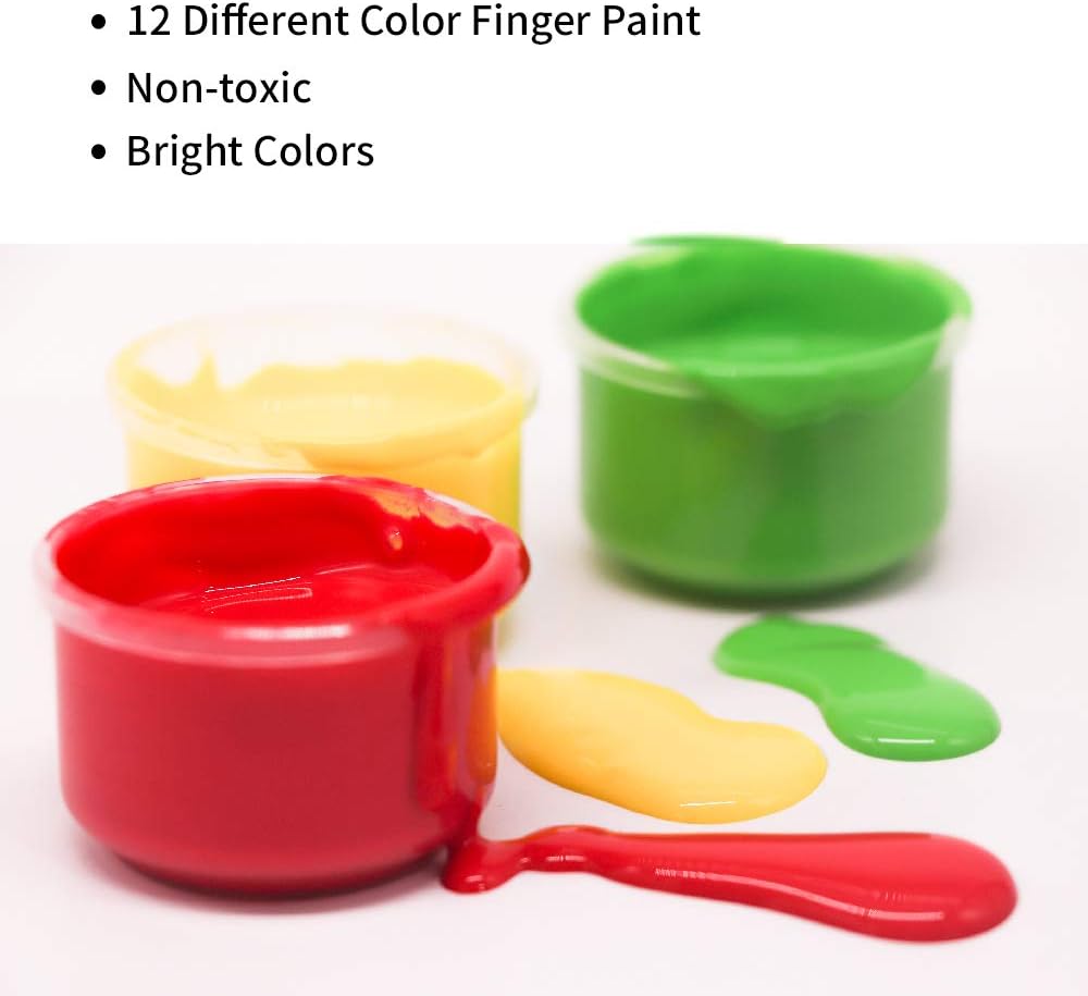 Finger Paint For Toddlers Non-Toxic Washable, 12 Bright Colors Painting for Kids DIY Crafts Painting, School Painting Supplies, Gifts for Kids: Home Improvement