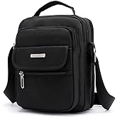natyrlpog Men's Shoulder Bag Nylon Messenger Bag Crossbody Purse Waterproof Lightweight for Travel Work Outdoor Black Small
