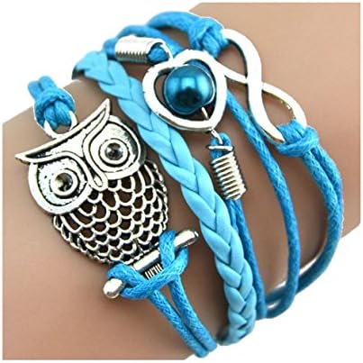 Multi-String Fashion Charm Bracelet (Lt. Blue - Owl)