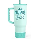 SANDJEST Nurse Gift Tumbler 40oz with Handle and Straw – Nurse Fuel Insulated Stainless Steel Travel Coffee Mug for Nursing Friend Student - Gifts for Appreciation, Birthday, Christmas