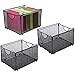MyGift Black Metal Mesh Collapsible Hanging File Folder Box, Office Storage Crate, Set of 3