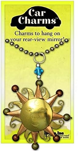 Old Fashion Sunburst Face 3.5 inch Handcrafted Metal Rear-View Mirror Car Charm