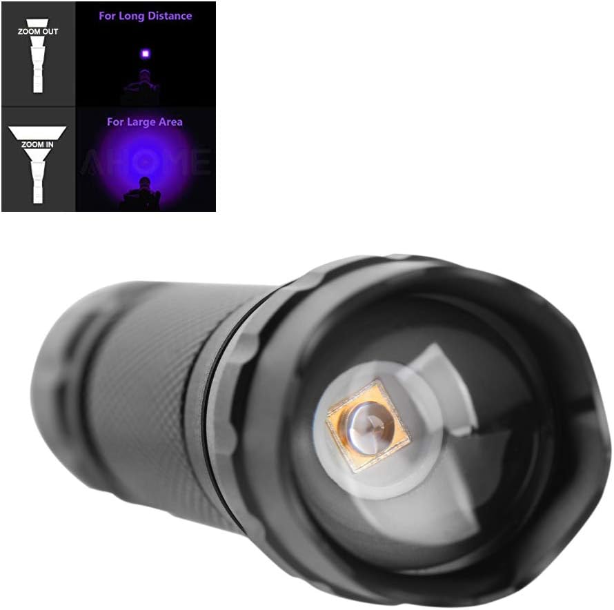 UV Blacklight Flashlight, 395nm Mini UV Light - Zoomable UV Urine Detector Flashlight for Dogs/Cats Urine, Dry Stains, Resin Curing and A/C Leak Detection (Batteries Included) - - 