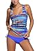 Sidefeel Women Tribal Printed Tankini 3 Piece Swimsuit Set