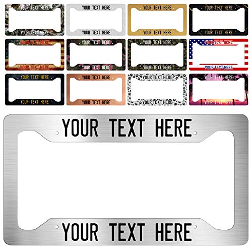 United Craft Supplies Custom License Plate Frame - Heavy Duty Stainless Steel License Plate Frame Personalized w/ 10 Font Options | Silver