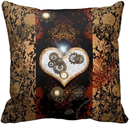 Vincent Vivi Home Pillow Cover Steampunk Beautiful Heart With Gears And Clocks Pillow Case