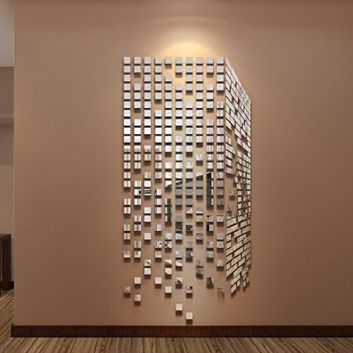 290PCS DIY Mirrors Wall Stickers Mural Decoration Home Decor Living Room,Office,Bar Corridor Modern Art Decoration (Medium, Silver)