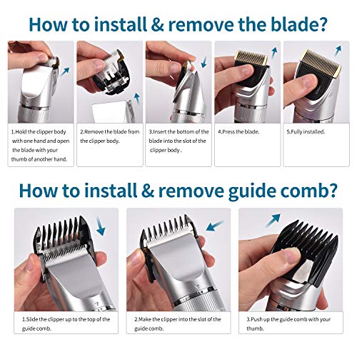 Cosyonall Hair Clippers for Men, Professional Cordless Beard Trimmer IPX7 Waterproof, USB Rechargeable Hair Cutting Kit with LED Display for Baber, Salon, Home