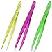 Tweezers for Eyebrows Set of Three- Includes Case with Professional Pointed Needle Nose, Slant & Straight Precision Stainless Steel- Ingrown Hair Nose, Hair Eyebrow & Splinters (Multi) (Multi)