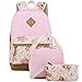 BLUBOON Teens Backpack Set Canvas Girls School Bags Kids Bookbags 3 in 1 (Floral Pink - 3pcs)