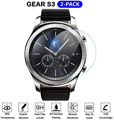 [2 PACK] Gear S3 Screen Protector, FIVEFISH Samsung Smart Watch 9H Tempered Glass Film Screen Protector for Samsung Gear S3 Frontier /Samsung Gear S3 Classic smartwatch