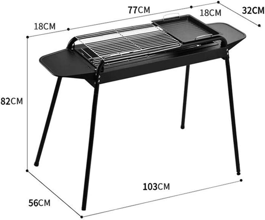 review zaizai Barbecue Grill, Portable Folding Charcoal Barbecue Desk Tabletop Outdoor Stainless Steel Smoker BBQ for Picnic Garden Terrace Camping Travel 77cm32cm82cm