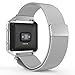 Fitbit Blaze Band, BeneStellar Milanese Silicone Replacement Large Band Bracelet Strap for Fitbit Blaze Smart Fitness Watch ( With Frame) (Milanese Silver Large(6.7