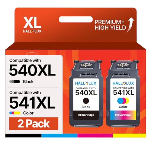 HALLOLUX PG-540XL CL-541XL Ink Cartridges Replacement for Canon 540 541 PG 540 XL CL 541 XL Multipack for Canon TS5150 for Pixma MG3600 MG3650 MX475 MX535 MG3500 MG3550 (Black and Colour)