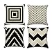 INSHERE Farmhouse 4 Pack Simple Black and Beige Geometric Wave Throw Pillow Covers Cases for Couch Sofa Bed Home Decor, Square Cotton Linen Cushion Cover 18 X 18 Inches