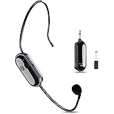 ZOWEETEK Wireless Microphone Headset, 2.4G Wireless Headset Mic System,165ft Range, Plug and play, 1/8'' and 1/4'' Plug, Support Voice Amplifier,PA System,for Teacher,Yoga, Fitness Instructor,Training