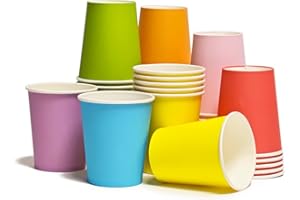 Lomyundar DIY Paper Cups [50 Count(10 Color)] 8 oz, Multicolor Paper Cups for Weddding,Party,Picnic, BBQ, Travel, and Event