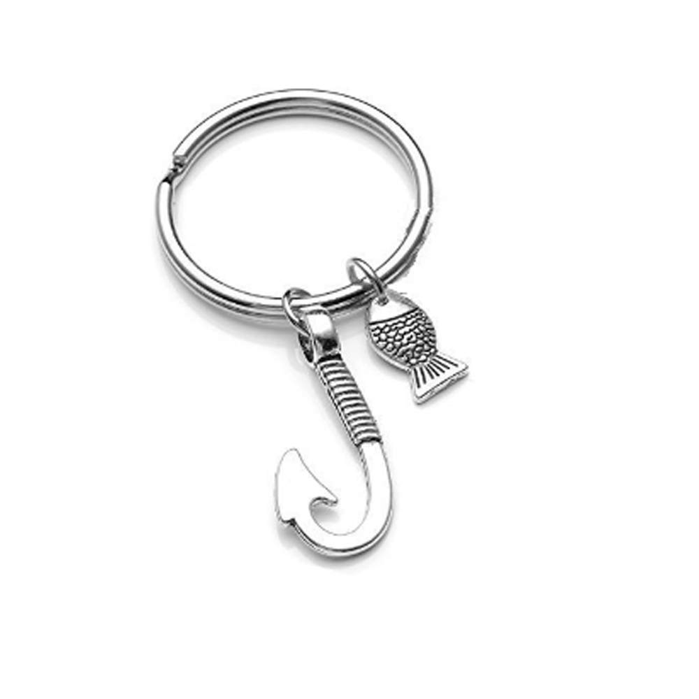 IKAAR Keyring Fish Hook Fishing Keychain Gift for Birthday Father's Day