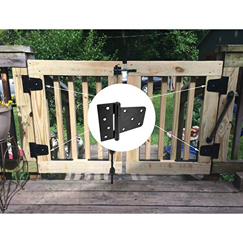 3.5 inch Black Door Shed Hinges Square Barn Hinges Heavy Duty Gate Hinges Wrought Hardware Iron Rustproof for Wood Fences (Not Included Screws) - Image 7