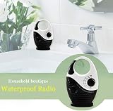 Jiakalamo Shower Radio AM FM Portable Waterproof Hanging Speaker Black White view 2