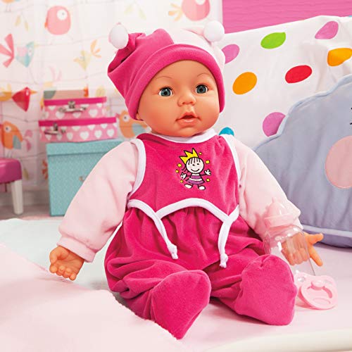 Bayer Design 94682AA Hello Baby Funktionspuppe, spricht, bewegt den Mund, interaktive Puppe, Babypuppe, mit Zubehör, 46 cm, rosa – Bild 5