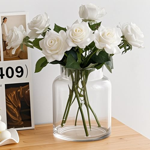 Clear Vases for Centerpieces Glass Innjoii - Large Vase Wide Flower Vintage Modern Big Mouth Giant Home Decor, Bouquet for Wedding Living Room Dining Table