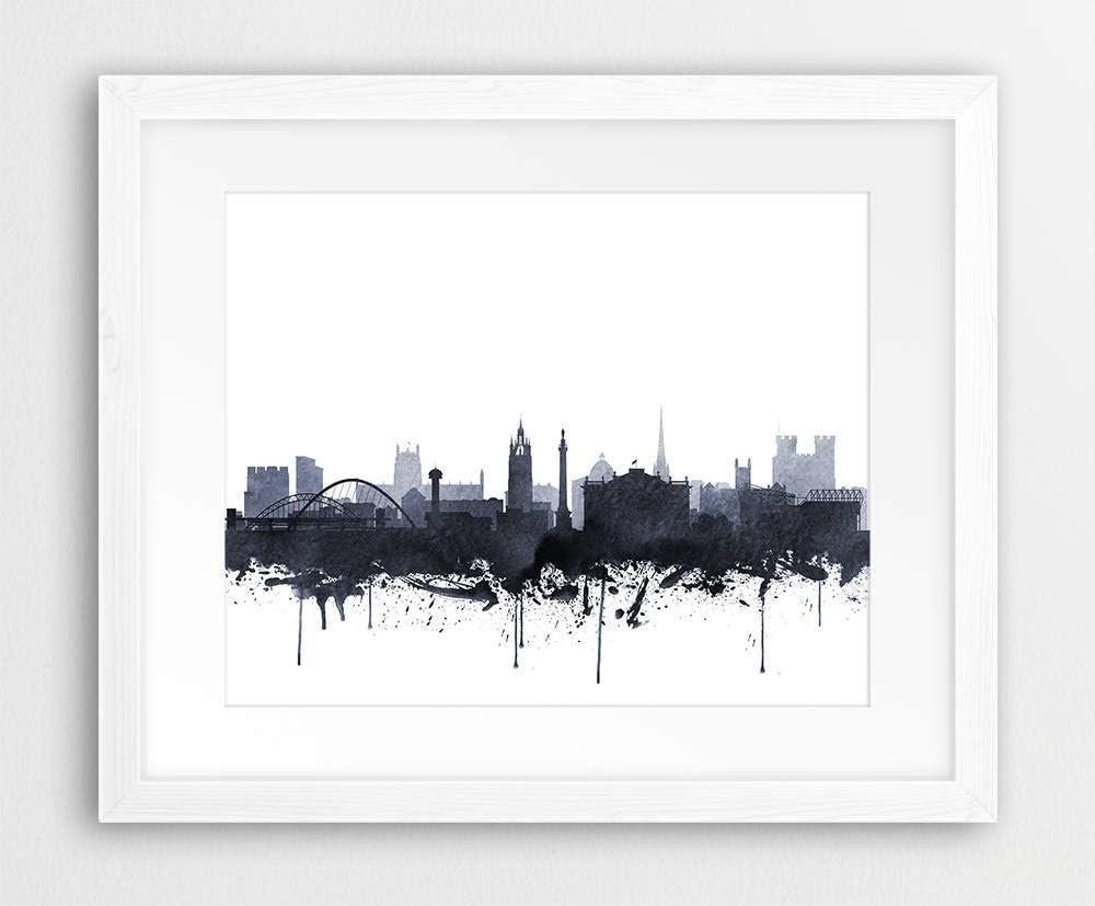 Newcastle Skyline Print Newcastle England Watercolor Grey Black White Newcastle United Kingdom Cityscape Modern Wall Art Printable Art Amazon Co Uk Diy Tools