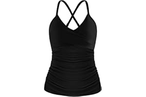 Ocean Blues Women's Vneck Tankini Top Only Ruched Tummy Control Bathing Siut Top No Bottom