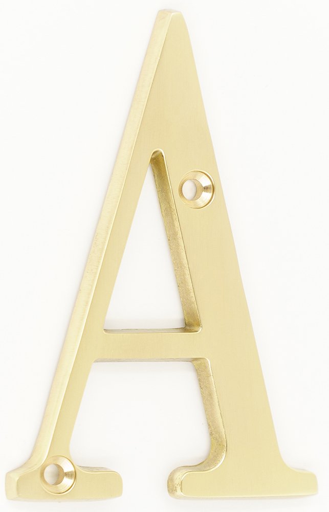 ZW Hardware B100 4 Inch Solid Brass Bright Brass House Letter A
