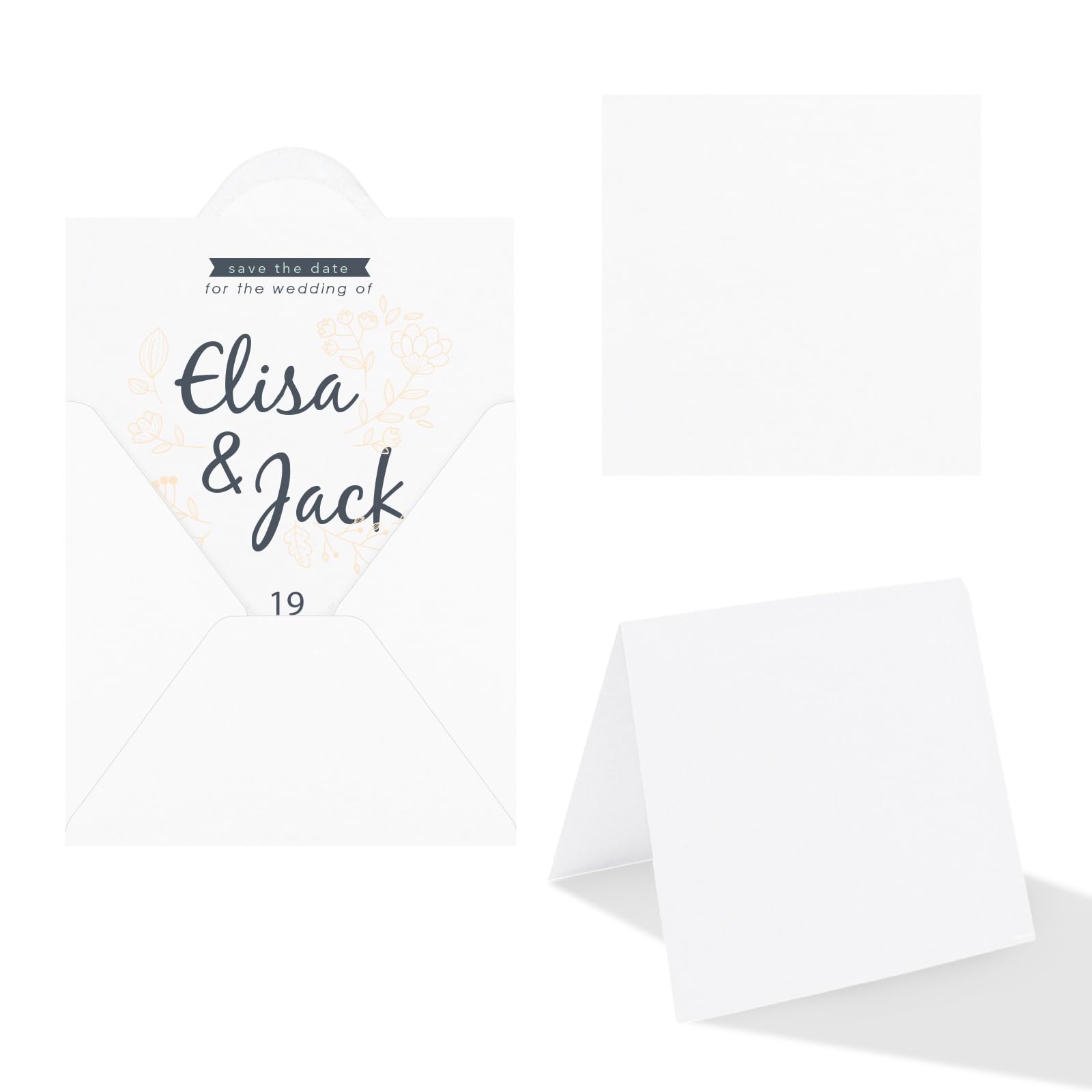 Photo 1 of 8X8 Inch White Blank Square Cards and Envelopes Pre-Fold Blank Cardstock 300GSM 100lb Plain Greeting Cards for Card Making Photo Card