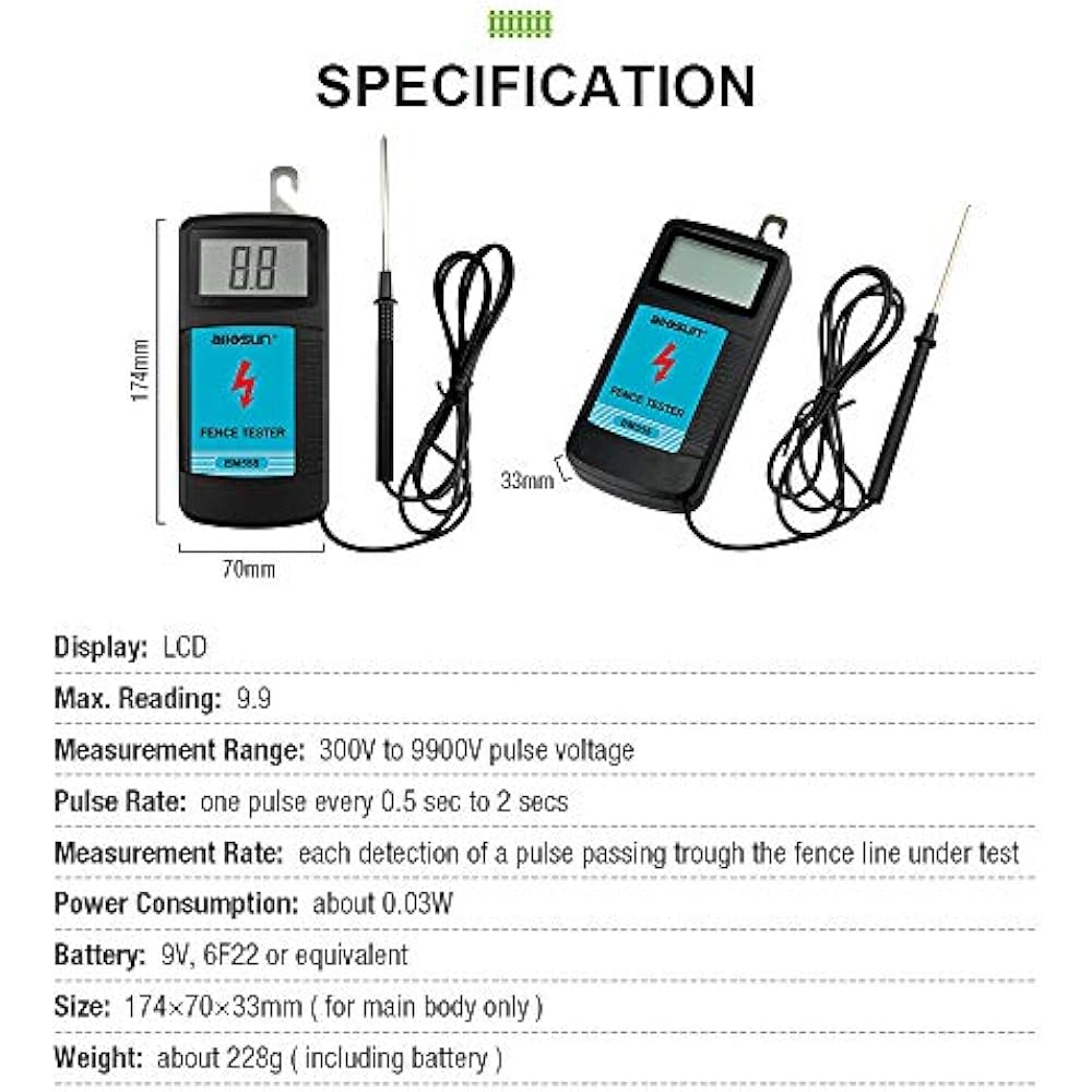 Digital Electrical Fence Tester High Voltage 3009900V Gardening Tools