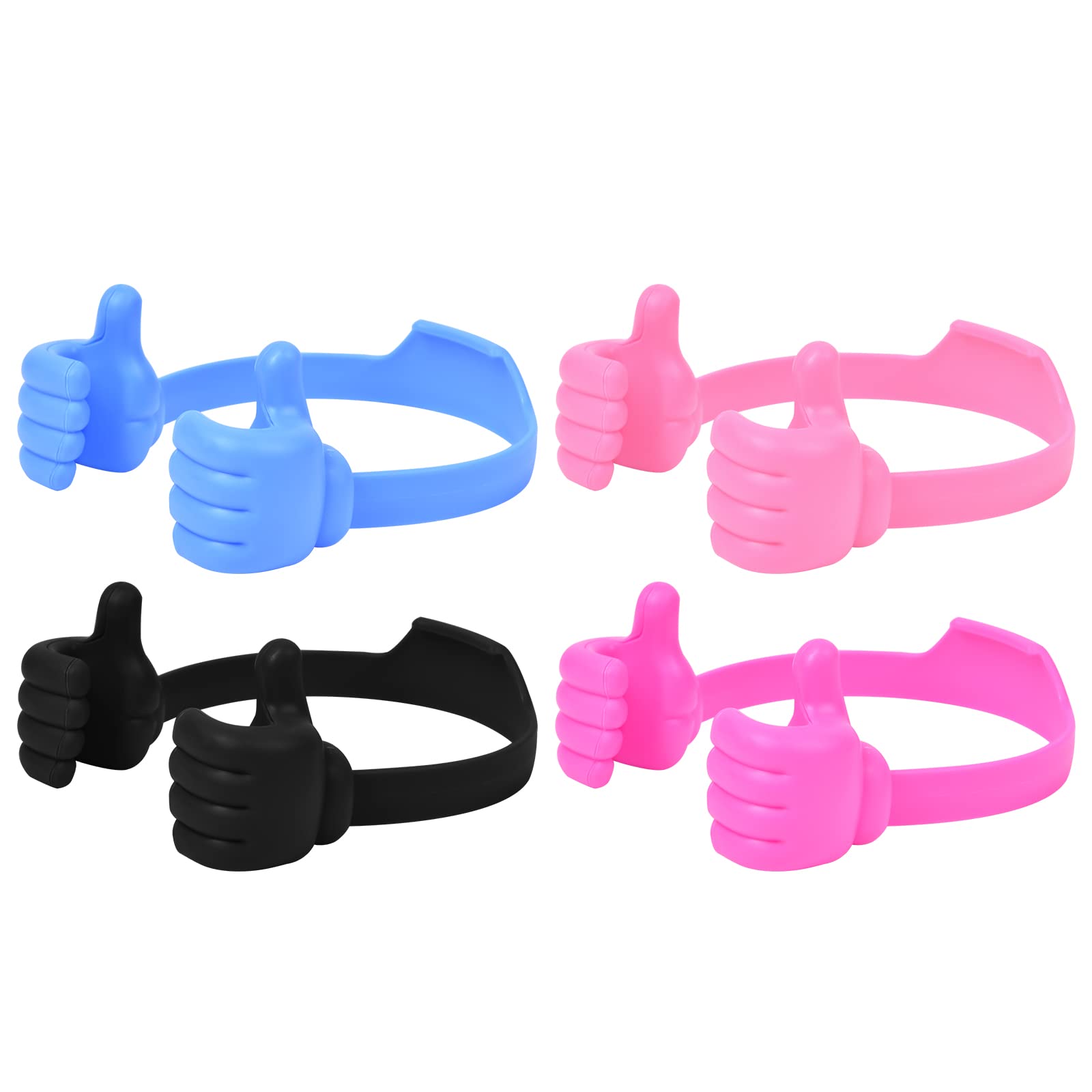 Flintronic 4PCS Multi-angle Thumb Holder - Universal Soft Flexible Holder for Phones, Tablets (Black, Rose Red, Pink, Blue)