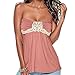 Women Strapless Ruched Tube Top Shirt,Backless Stretchy Tunic Shirt for women (M, Pink)