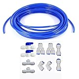 NEESHOW 1/4" Quick Connect Water Purifiers Tube Fittings for RO Water Reverse Osmosis System Pack Of 10(Ball Valve+Y+L+I+T Type)+5 meters(15 feet) tubing hose pipe for RO Water Reverse Osmosis System